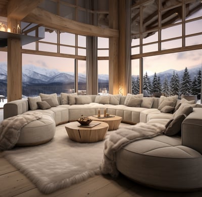 Luxury hotel bedroom overlooking with Swiss Alps Luxury hotel bedroom overlooking with Swiss Alps