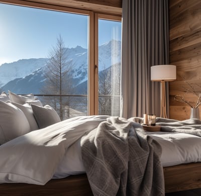A row of ski chalets in the Austrian Alps A row of ski chalets in the Austrian Alps