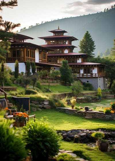 realistic image of boutique hotel in paro valley