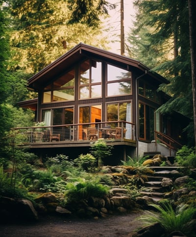 comfortable rustic modern house at daytime in mt. baker