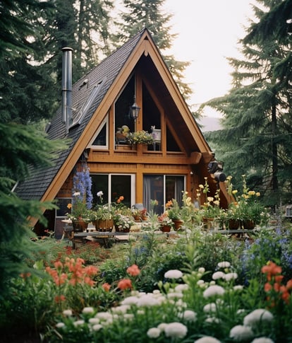 luxury cabin exterior at daytime in mt. baker