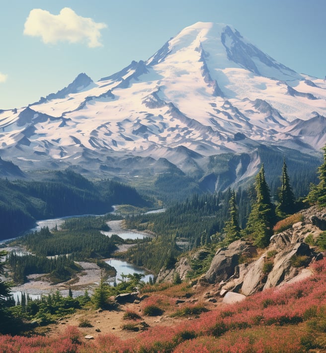 mt. baker in washington scenery traking on koad