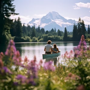 mt baker washington baker lake showing a couple on boat