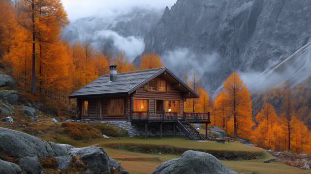 a cabin in the mountains