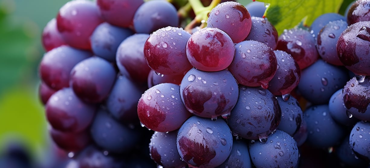 a bunch of grapes are shown on a branch of a tree