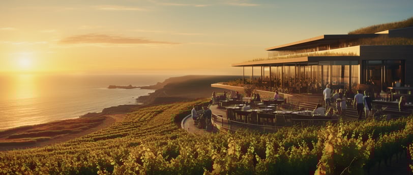 a restaurant with a view of the ocean