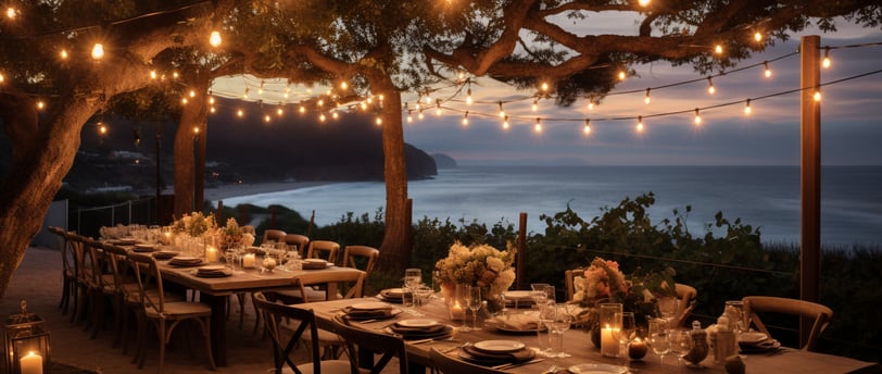 a table setting with wines and candles