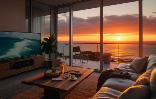 A family enjoying a swim in a resort pool on a sunny day.