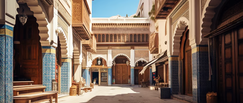 Outdoor view of a traditional Moroccan house Outdoor view of a traditional Moroccan house