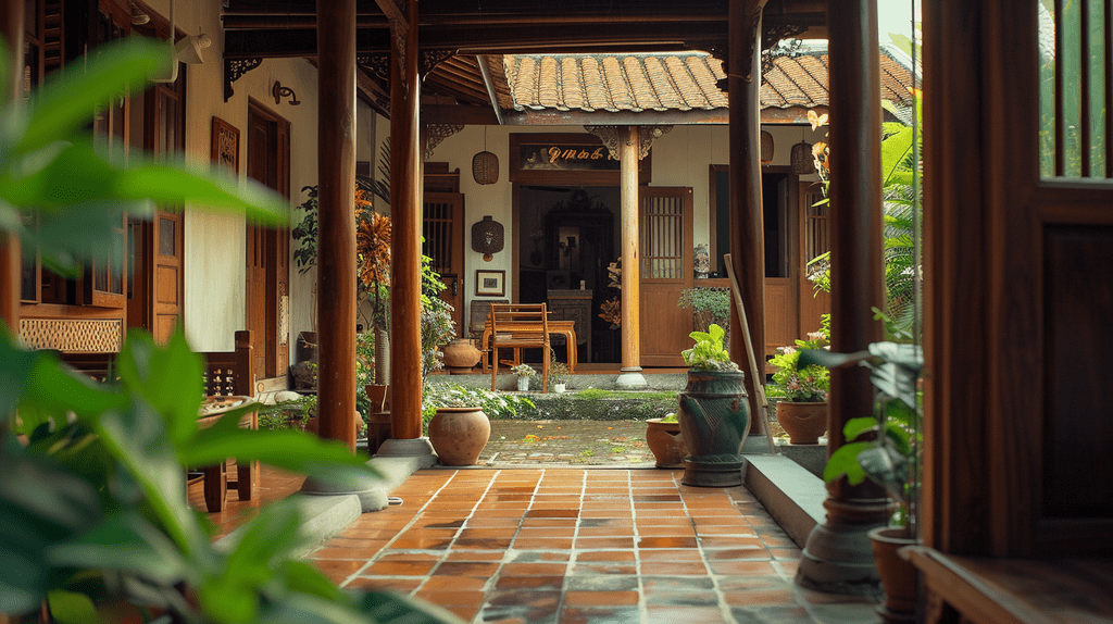 Patio area of a Vietnamese homestay Patio area of a Vietnamese homestay