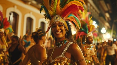 Performers in the Carnival Nights festival in Brazil.
