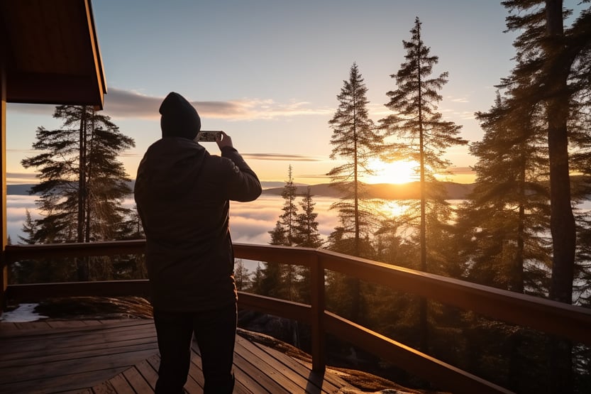 Sunrise photography from cottage porch