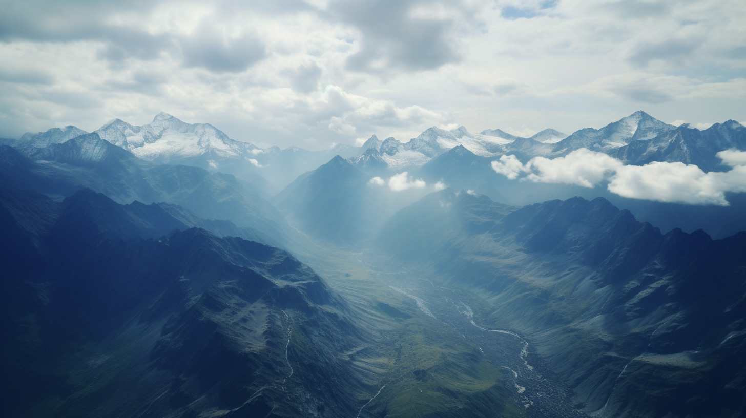 aerial photo of majestic himalayas in india