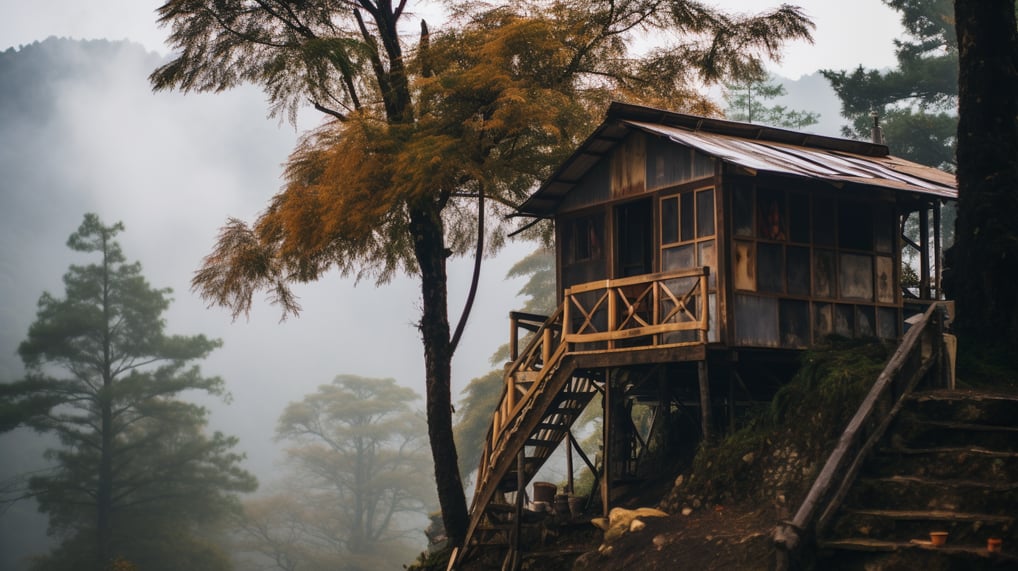 treehouse cottage accommodations in the foot of himalayas
