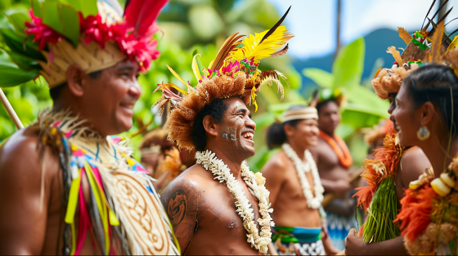 a group of men in traditional costumes at a festival