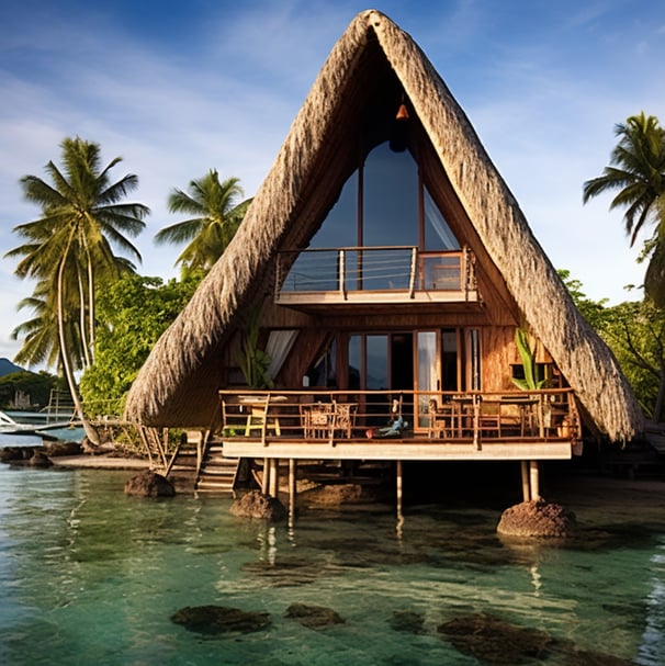 a house with a thatched roof