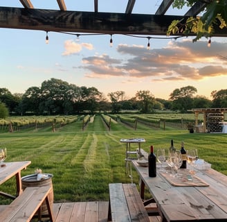 A table with wine glasses in long island, new york