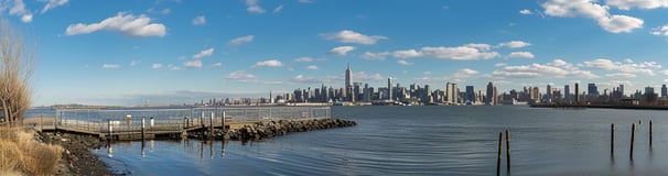 A view of a city skyline with a view of a city in long island, new york A view of a city skyline with a view of a city in long island, new york