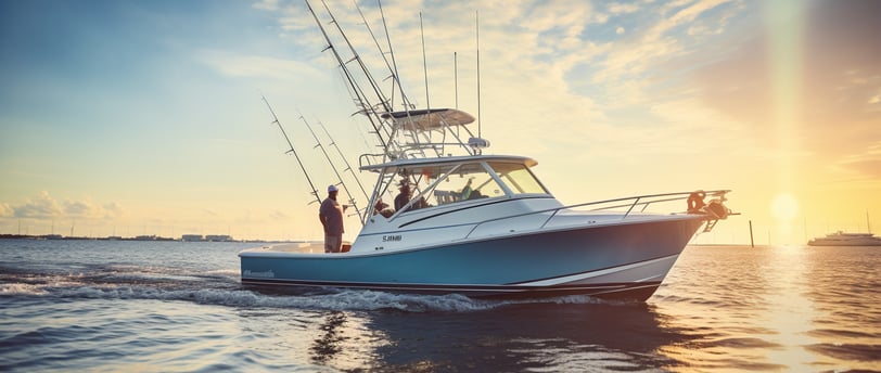 a man fishing on a boat in the ocean