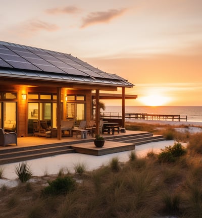 a house with a solar paneled roof