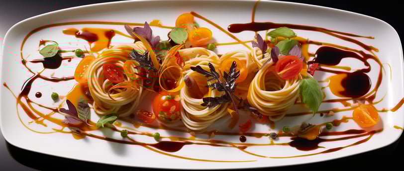 a plate of pasta with sauce and sauce