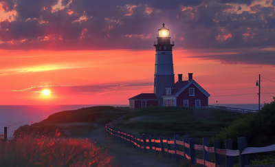 Sunset Views at Montauk Point Lighthouse: A Historic Beacon.