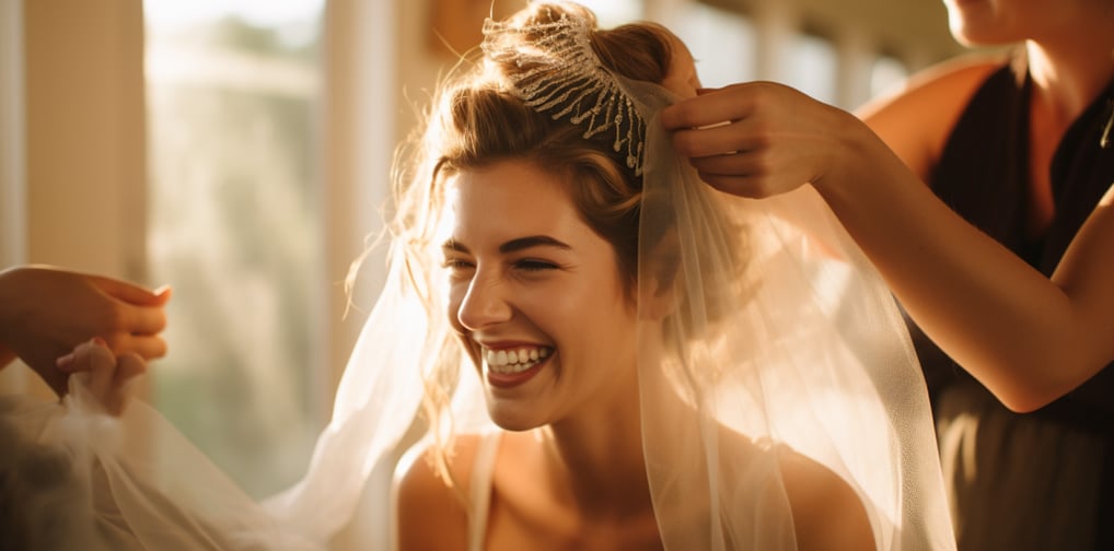 a bride getting ready for her beach wedding