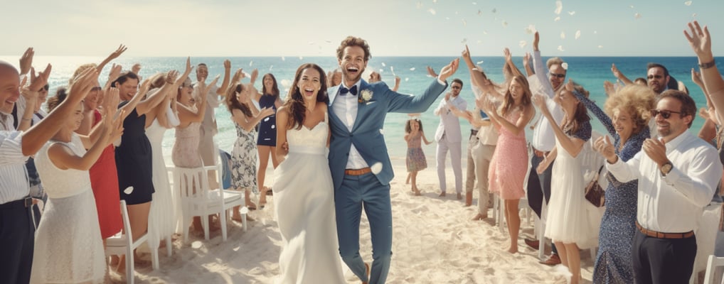 a newly wed couple concluding their beach wedding in Southwest Florida