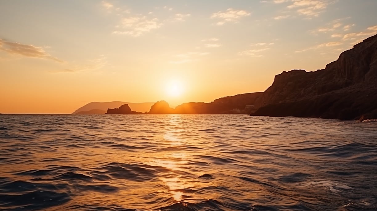 Aegean sunset from Santorini, Greece