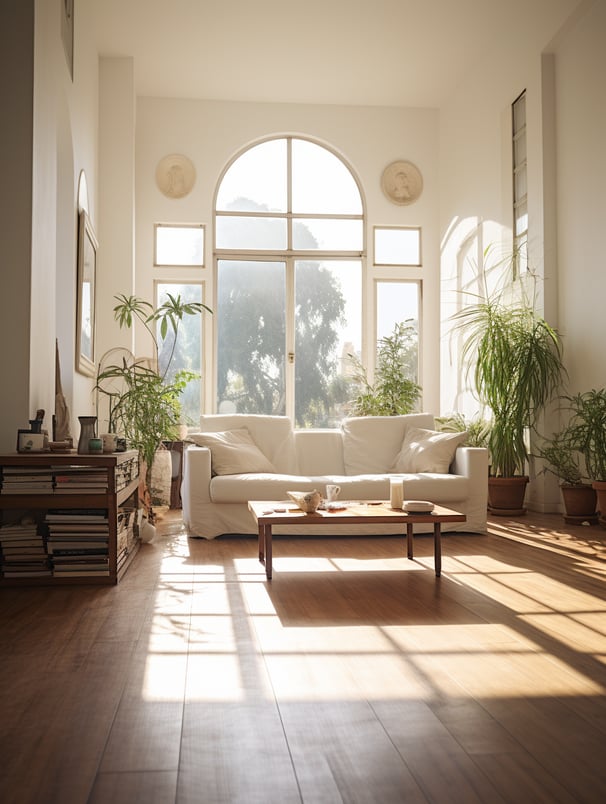 Interior living room of home rental in Greece