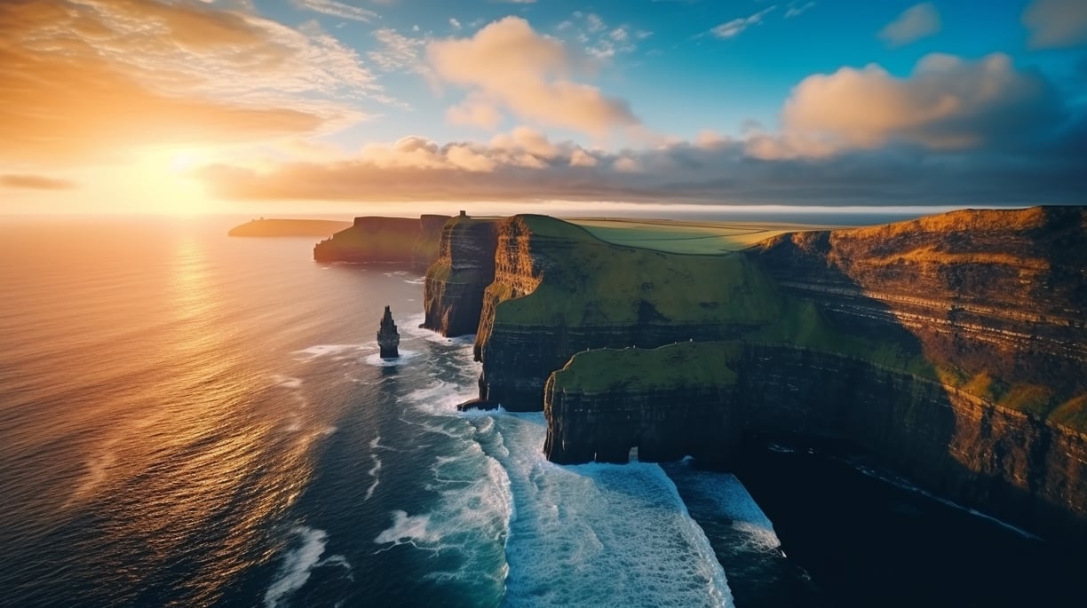 Aerial view of the Cliffs of Moher in Ireland Aerial view of the Cliffs of Moher in Ireland