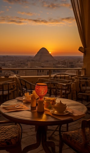 the rooftop dining area of a vacation home in Egypt