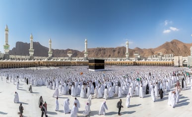 Muslim pilgrims partaking in spiritual activity