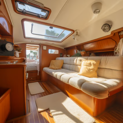 the inside of a boat rental the inside of a boat rental