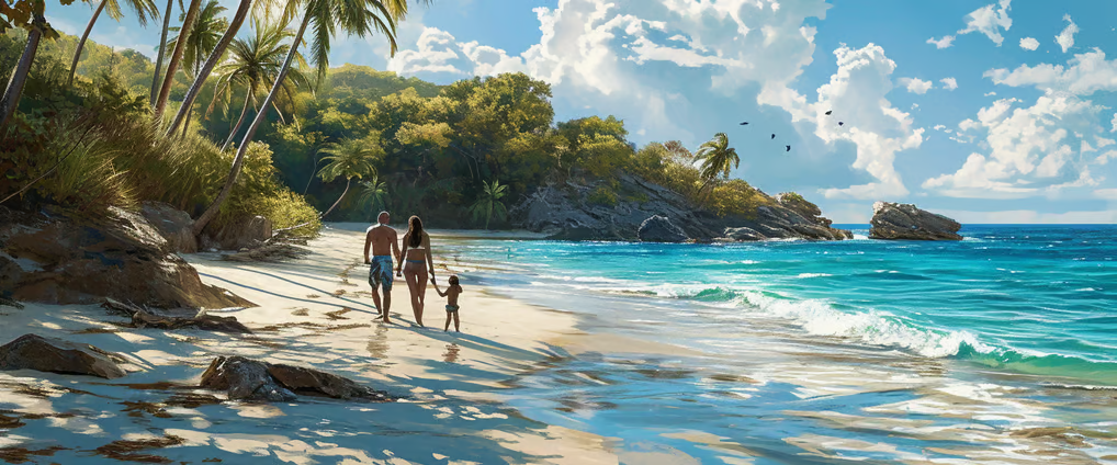 a family walking on the beach a family walking on the beach