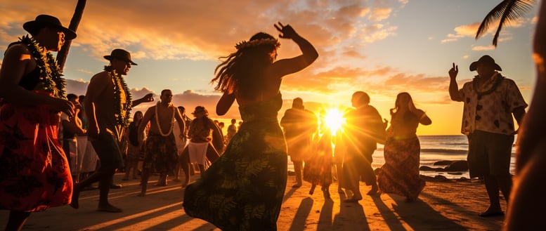 a woman dancing at sunset on the beach