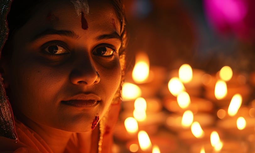 A local participant of the Diwali Festival of lights in India.
