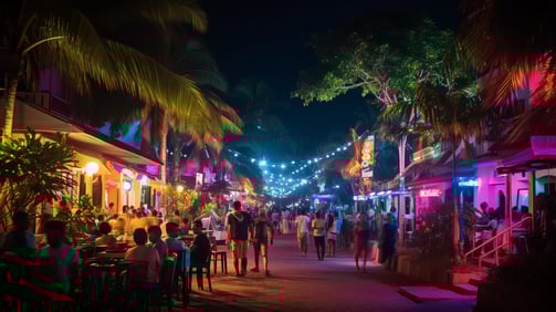 The vibrant nightlife of Goa in India.