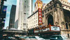 City street scene with cars in Chicago