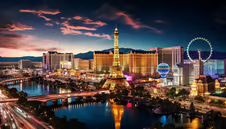 A cityscape of Las Vegas in Night time