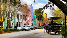 A row of colorful buildings in Charleston, South Carolina