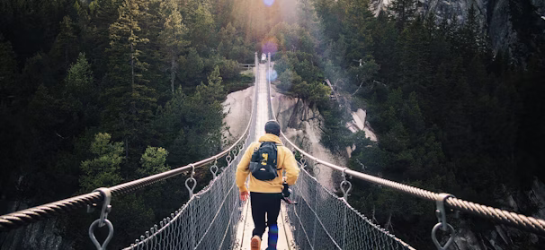 running man on bridge