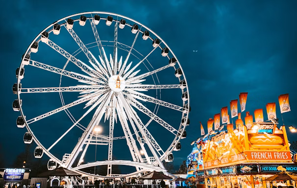 white ferris wheel with lights white ferris wheel with lights