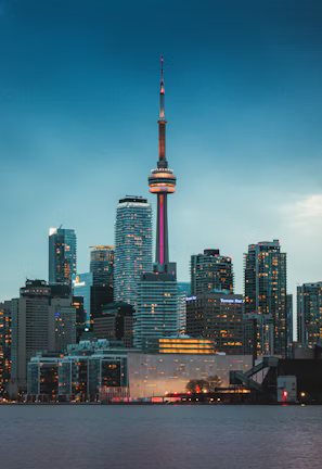 high rise buildings during night time