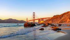 Golden gate bridge over looking the ocean in San Francisco, CA