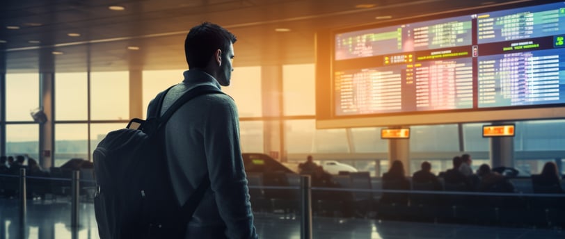a man in a backpacker at the airport
