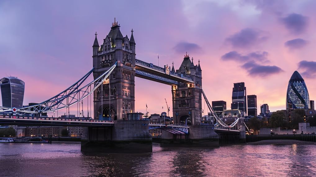 tower bridge in london over gradient skies tower bridge in london over gradient skies
