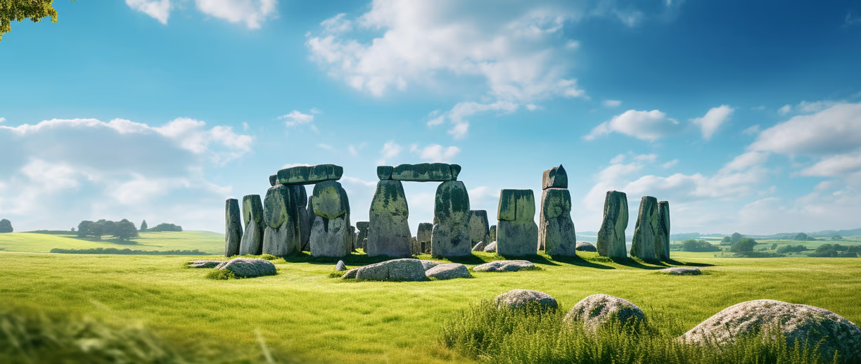 A historic monument forming an outer ring of vertical sarsen standing stones A historic monument forming an outer ring of vertical sarsen standing stones