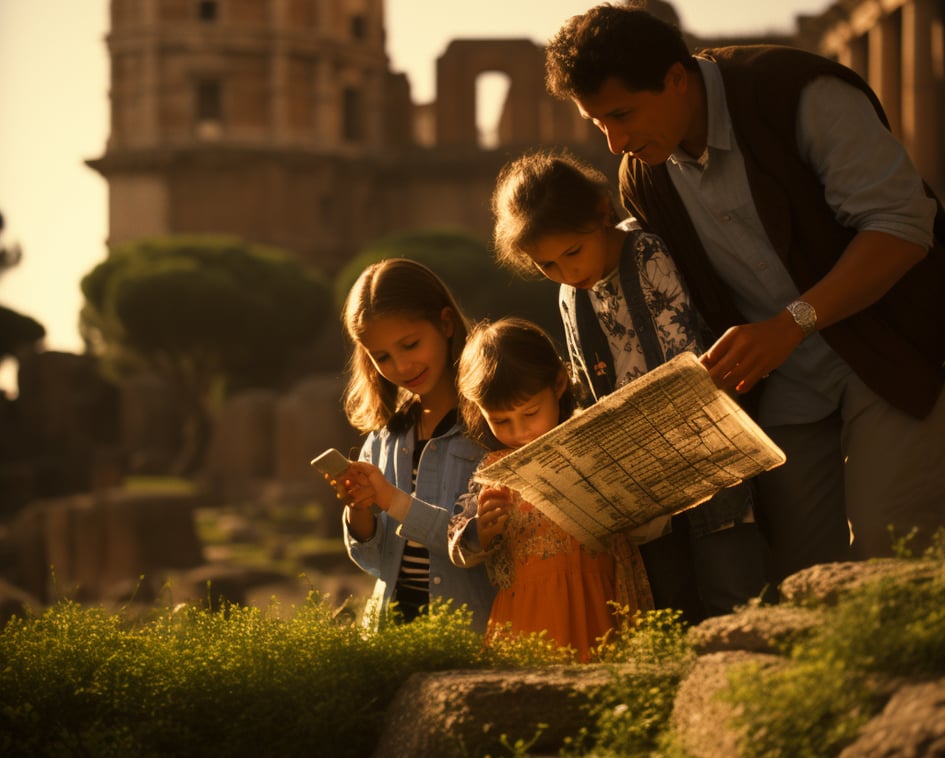 realistic image of a family of four