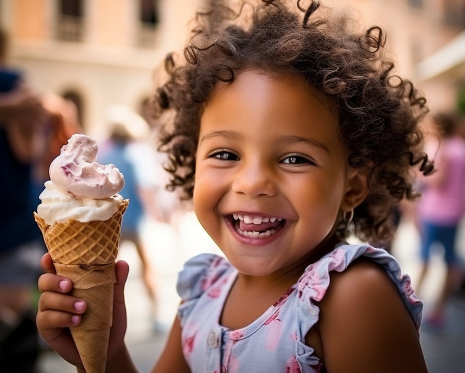 a kid enjoying gelato icecream